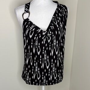 White House Black Market Leila Ikat Cowl Neck Tank. Large